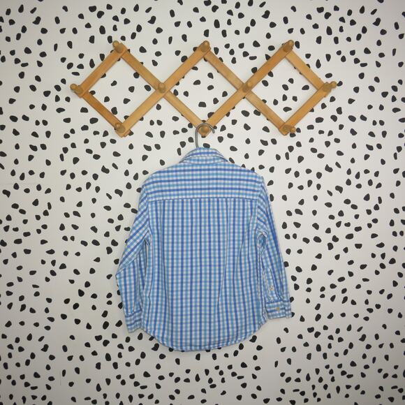 Carter’s Blue Plaid Button Up Boys Collared Long Sleeve Shirt - Picture 3 of 7